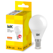 Лампа LED ALFA G45 шар 8Вт 230В 3000К E14 | код LLA-G45-8-230-30-E14 | IEK