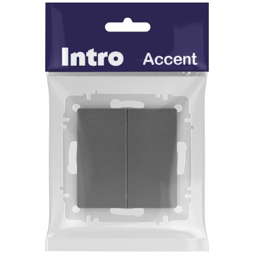 Выключатель Intro Accent 6-104-07 двойной, 10А-250В, IP20, СУ, AL/CU, графит | код Б0063493 | ЭРА фото 2 Выключатель Intro Accent 6-104-07 двойной, 10А-250В, IP20, СУ, AL/CU, графит | код Б0063493 | ЭРА фото 2