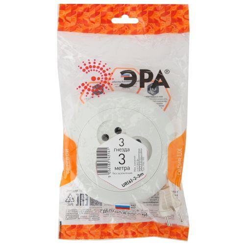 Удлинитель UR(6)-3-3m/УХ6-103 рулетка без заземл.,1300Вт, 3гн, 3м (5/20/600) UR(6)-3-3m | код Б0035760 | ЭРА