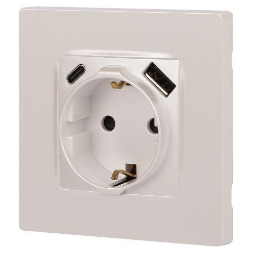 Розетка Серия 12 12-4108-15 2P+E 16A-250В со шторками с USB type-A+C 5В-3А перламутр | код Б0067767 | ЭРА фото 6 Розетка Серия 12 12-4108-15 2P+E 16A-250В со шторками с USB type-A+C 5В-3А перламутр | код Б0067767 | ЭРА фото 6