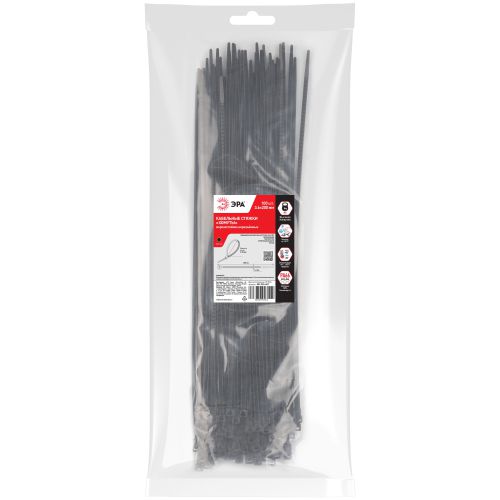 Стяжка кабельная нейлоновая (хомут) морозостойкая 3.6 х 200 мм чёрная 100 шт NO-224-601 | код Б0066076 | ЭРА фото 2 Стяжка кабельная нейлоновая (хомут) морозостойкая 3.6 х 200 мм чёрная 100 шт NO-224-601 | код Б0066076 | ЭРА фото 2