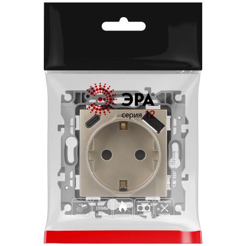 Розетка Серия 12 12-4108-04 2P+E 16A-250В со шторками с USB type-A+C 5В-3А шампань | код Б0067727 | ЭРА фото 2 Розетка Серия 12 12-4108-04 2P+E 16A-250В со шторками с USB type-A+C 5В-3А шампань | код Б0067727 | ЭРА фото 2