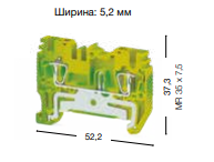 337 120, Пружинная клемма серии SRD 2,5T (желто-зеленый) Земля | код 0.0.0.3.37120 | KLEMSAN