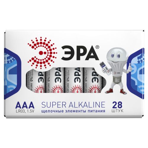 Батарейка LR03-28 box SUPER Alkaline (28/1120/44800) | код Б0002909 | ЭРА Батарейка LR03-28 box SUPER Alkaline (28/1120/44800) | код Б0002909 | ЭРА