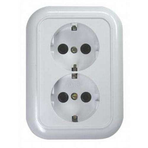 Розетка штепсельная двухместная с заземлением скрытой установки | код РС16-020 | БелТИЗ