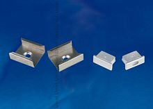Набор аксессуаров для алюминиевого профиля UFE-N02 SILVER A POLYBAG Крепежные скобы (4 шт., сталь) и заглушки (4 шт., пластик). Цвет серебро. ТМ Uniel. | код UL-00000622 | UNIEL
