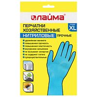 Перчатки нитриловые многоразовые, ГИПОАЛЕРГЕННЫЕ LAIMA ПРОЧНЫЕ, хлопчатобумажное напыление, размер XL (очень большой), 605000 | код 605000 | LAIMA