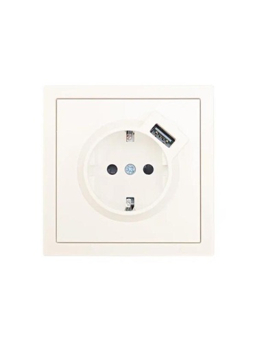 ZIMA Розетка с/з + USB разъем слоновая кость LEZARD | код 704-9088-181 | LEZARD фото 3