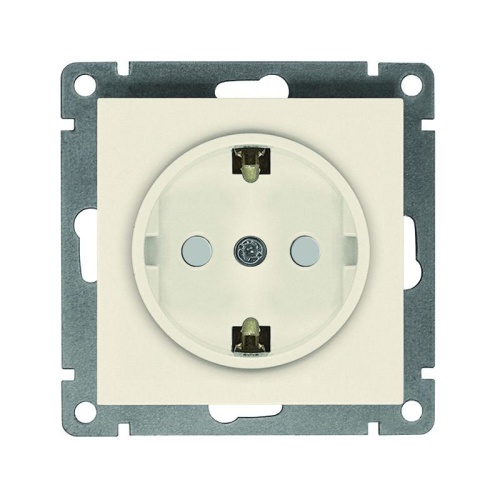 Розетка 1-м СП Афина 16А IP20 с заземл. защ. шторки механизм сл. кость (ivory) | код A0049-I | Universal