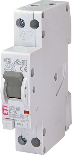 Диффер. автоматический выкл. KZS-1M C 16/0,1 тип A (6kA) (нижн. подключ.) | код 002175444 | ETI
