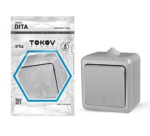 Переключатель 1-кл. ОП Dita IP54 10А 250В сер. | код. TKL-DT-P1-C06-IP54 | TOKOV ELECTRIC