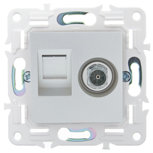 SKANDY Роз. двойная TV+RJ45 кат.6E SK-A15S сереб. IEK | код SK-AK20-2-K23 | IEK фото 3