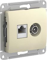 Розетка компьютерная + телевизионная 2-м Glossa RJ45 кат.5E + TV механизм беж. | код GSL000289 | Schneider Electric
