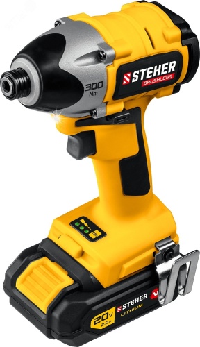 Винтоверт бесщеточный 20 В, 300 Нм, 2 АКБ (2 Ач), кейс | код CSB-300-2 | Steher Винтоверт бесщеточный 20 В, 300 Нм, 2 АКБ (2 Ач), кейс | код CSB-300-2 | Steher