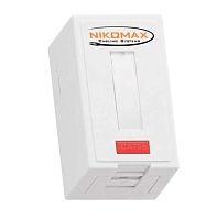 Настенная розетка 1 порт Кат.5e неэкранированная со шторкой белая | код NMC-WO1UD2-FT-ST-WT | NIKOMAX