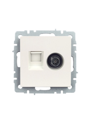 BRITE Розетка двойная TV+RJ45 кат.5E РТВ/РК12-БрЖ жемчуг | код BR-AK20-1-K36 | IEK фото 6