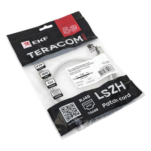 Патч-корд TERACOM PRO Cat.5E экранированный FTP оболочка LSZH серый (1.0м) | код TRP-5EFTP-LSH-1M-GY | EKF фото 5