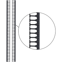 Кабельная гребенка 48U с пальцами глубиной 106 мм, для шкафов LANMASTER DCS шириной 800 мм, 2 шт. в компл., черная | код LAN-DC-CB-48Ux8-PF/S | LANMASTER