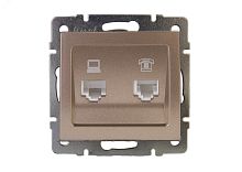 Розетка RAIN компьютерная + телефон бронза матовая механизм | код 703-3188-143 | Lezard