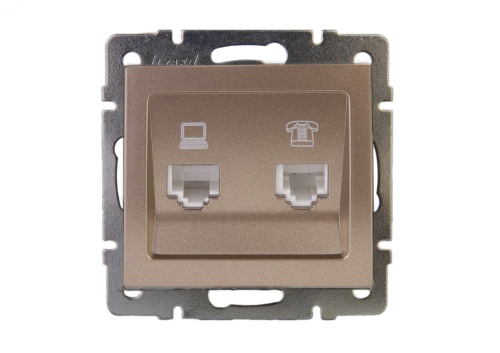 Розетка RAIN компьютерная + телефон бронза матовая механизм | код 703-3188-143 | Lezard Розетка RAIN компьютерная + телефон бронза матовая механизм | код 703-3188-143 | Lezard