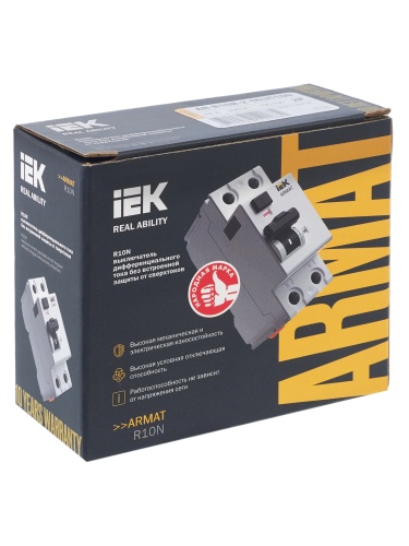 ARMAT Выключатель дифференциального тока R10N 2P 63А 100мА тип AC | код AR-R10N-2-063C100 | IEK фото 11