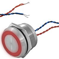 Кнопка пьезо с подсветкой, с фиксацией RUICHI RPS22ZE/R on-off, М22, IP68, нержавеющая сталь | код 114239 | Ruichi