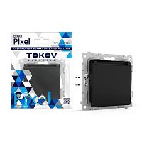 Розетка 1-м СП Pixel 16А IP20 с заземл. защ. шторки с крышкой механизм карбон | код TKE-PX-R1ZSW1-C14 | TOKOV ELECTRIC