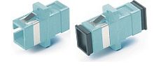 Hyperline FA-P11Z-SC/SC-N/BK-AQ Оптический проходной адаптер SC-SC, MM (OM3), simplex, корпус пластиковый, голубой (aqua), черные колпачки | код 448017 | Hyperline