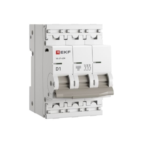 Автоматический выключатель 3P 1А (D) 6кА ВА 47-63N EKF PROxima | код M636301D | EKF фото 2 Автоматический выключатель 3P 1А (D) 6кА ВА 47-63N EKF PROxima | код M636301D | EKF фото 2