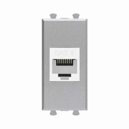 Компьютерная розетка RJ-45 без шторки модульная, кат.6, Avanti, Закаленная сталь, 1 модуль | код 4404691 | DKC