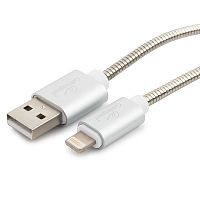 Кабель Cablexpert для Apple CC-G-APUSB02S-0.5M, AM/Lightning, серия Gold, длина 0.5м, серебро, блистер | код CC-G-APUSB02S-0.5M | Cablexpert