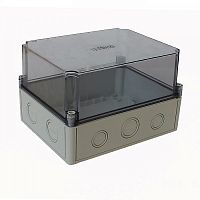 Коробка приборная КР2803, 240 х 190 х 158 мм, поликарбонат, прозрачная высокая крышка, DIN - рейка РП5803, серая (6 шт.) HEGEL | код КР2803-923 | HEGEL
