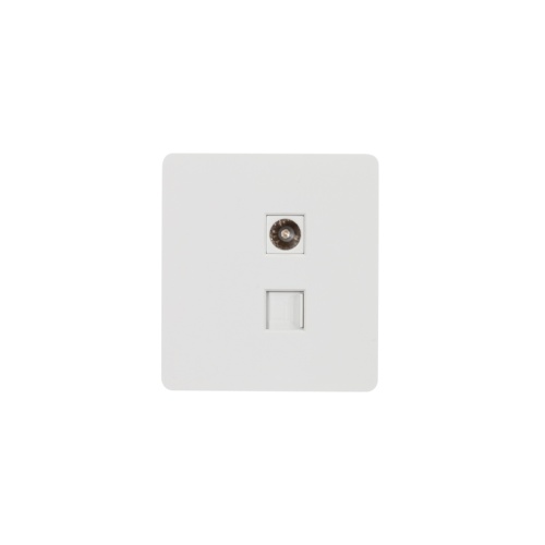 Розетка ROUND компьютерная RJ45 кат6 + TV с/у перламутр KRANZ | код KR-78-0722-1 | KRANZ