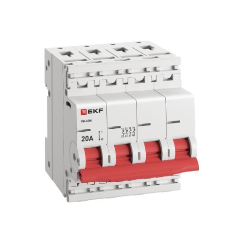 Выключатель нагрузки 4P 20А ВН-63N EKF PROxima | код S63420 | EKF фото 3