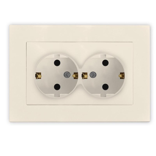 Розетка 2-м СП Афина 16А IP20 с заземл. в сборе сл. кость (ivory) | код A0128-I | Universal