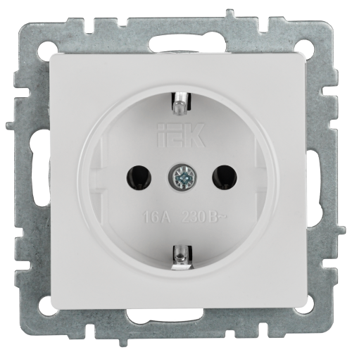 BRITE Розетка 1-местная с заземлением без защитных шторок 16А РС11-1-0-БрБ белый | код BR-R11-16-K01 | IEK фото 3