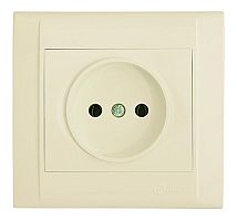 Defne Розетка без заземления (керамика) бежевая | код 42010002 | Makel