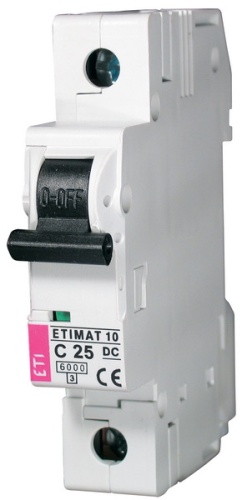 Автоматический выключатель ETIMAT 10 DC 1p C 25A (6 kA) | код 002137718 | ETI