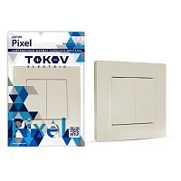 Выключатель 2-кл. СП Pixel 10А IP20 в сборе беж. | код TKE-PX-V2F-C02 | TOKOV ELECTRIC