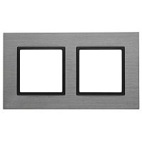 Рамка на 2 поста, металл, Эра Elegance, титан+антр, 14-5202-42 | код Б0034552 | ЭРА