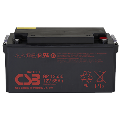 CSB GP12650 Аккумуляторная батарея для ИБП, напряжение: 12В, ёмкость: 65Ач, клеммы: под болт М6, Размеры ДШВ: 149,4х166х174,9мм, вес: 20,00кг. Срок службы: 5 лет. | код CSB GP12650 | CSB