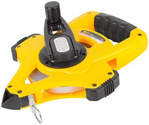 Рулетка геодезическая, стальная лента, открытый пластиковый корпус, ускоренная перемотка, прорезиненная ручка 50 м | код 17805 | FIT фото 2