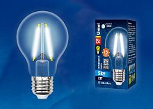 Лампа светодиодная LED-A60-15W/4000K/E27/CL PLS02WH Форма A прозрачная Серия Sky Белый свет (4000K) Картон ТМ Uniel | код UL-00005850 | Uniel