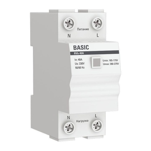 Реле напряжения (сквозное подкл,) RVb-40A Basic | код rvb-40a | EKF
