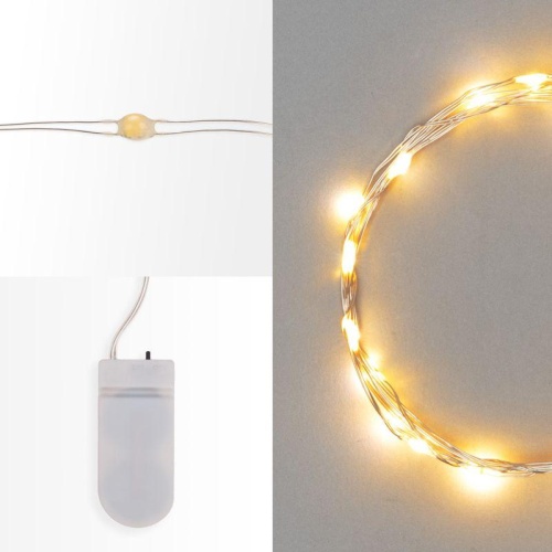 Гирлянда "Роса" 2м 20LED желт. прозр. провод 2Вт 4.5В IP20 | код 303-001 | Neon-Night