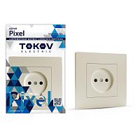 Розетка 1-м СП Pixel 16А IP20 без заземл. в сборе беж. | код TKE-PX-R1F-C02 | TOKOV ELECTRIC