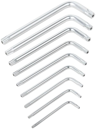 Ключ "звездочки" Т10-Т50 с отверст. в пластик. держателе CrV сталь (уп.9шт) FIT 64023 фото 6 Ключ "звездочки" Т10-Т50 с отверст. в пластик. держателе CrV сталь (уп.9шт) FIT 64023 фото 6