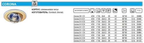 Светильник CORONA 51 2 21 | код. P00374 | Комтех