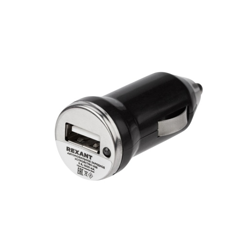 Зарядное устройство в прикуриватель REXANT USB, 5V, 1000mA, черное | код 16-0280 | REXANT