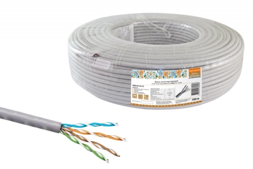 Кабель витая пара народный U/UTP Cat 5e 4х2х24AWG CCA (100м) PVC. серый ТРТС | код SQ0107-0115 | РЭМЗ ТМ